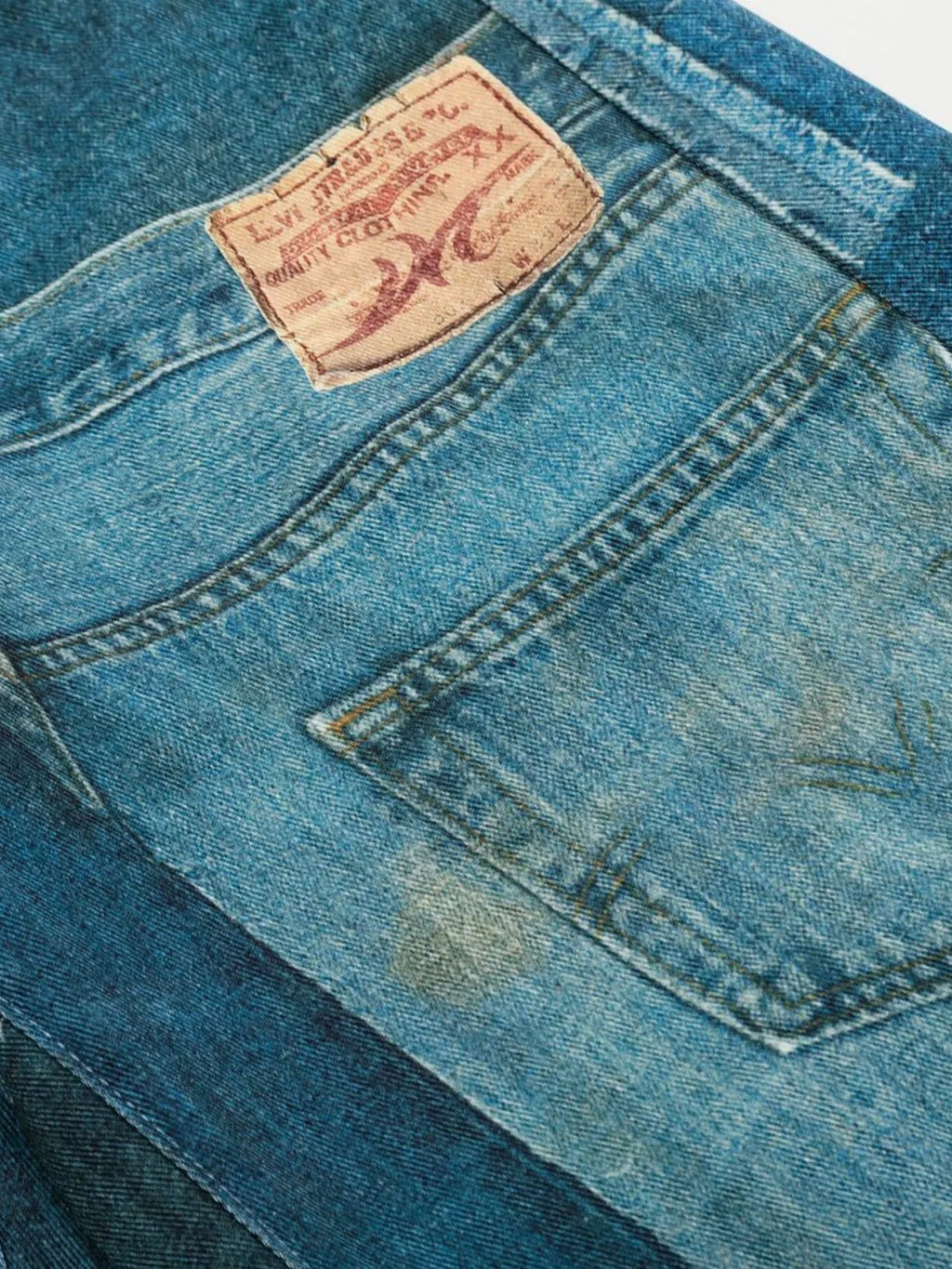 Men's Washed Patchwork Wide Leg Curved Jeans — product image 11