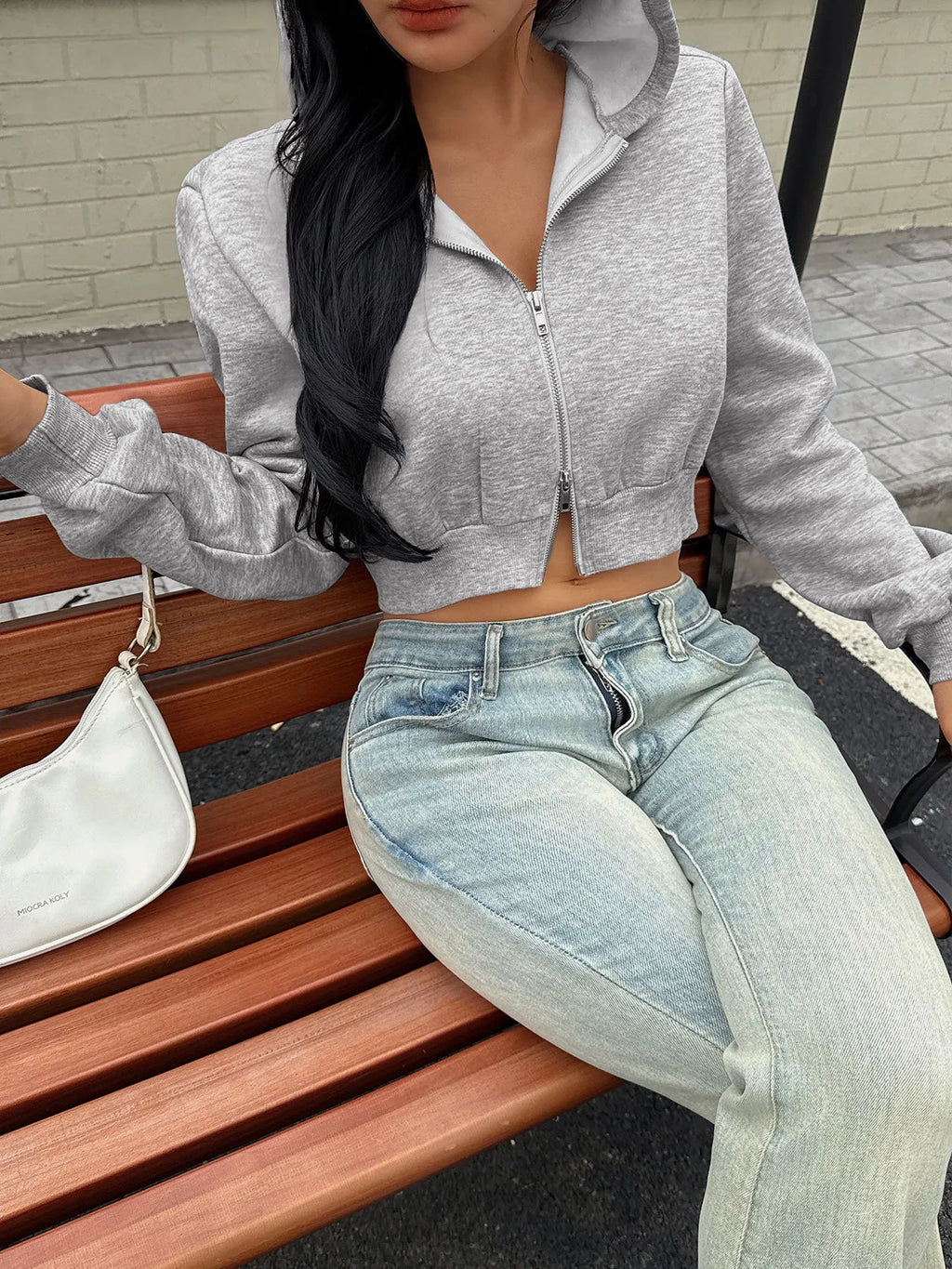 Cropped Zip-Up Long Sleeve Hoodie — product image 4