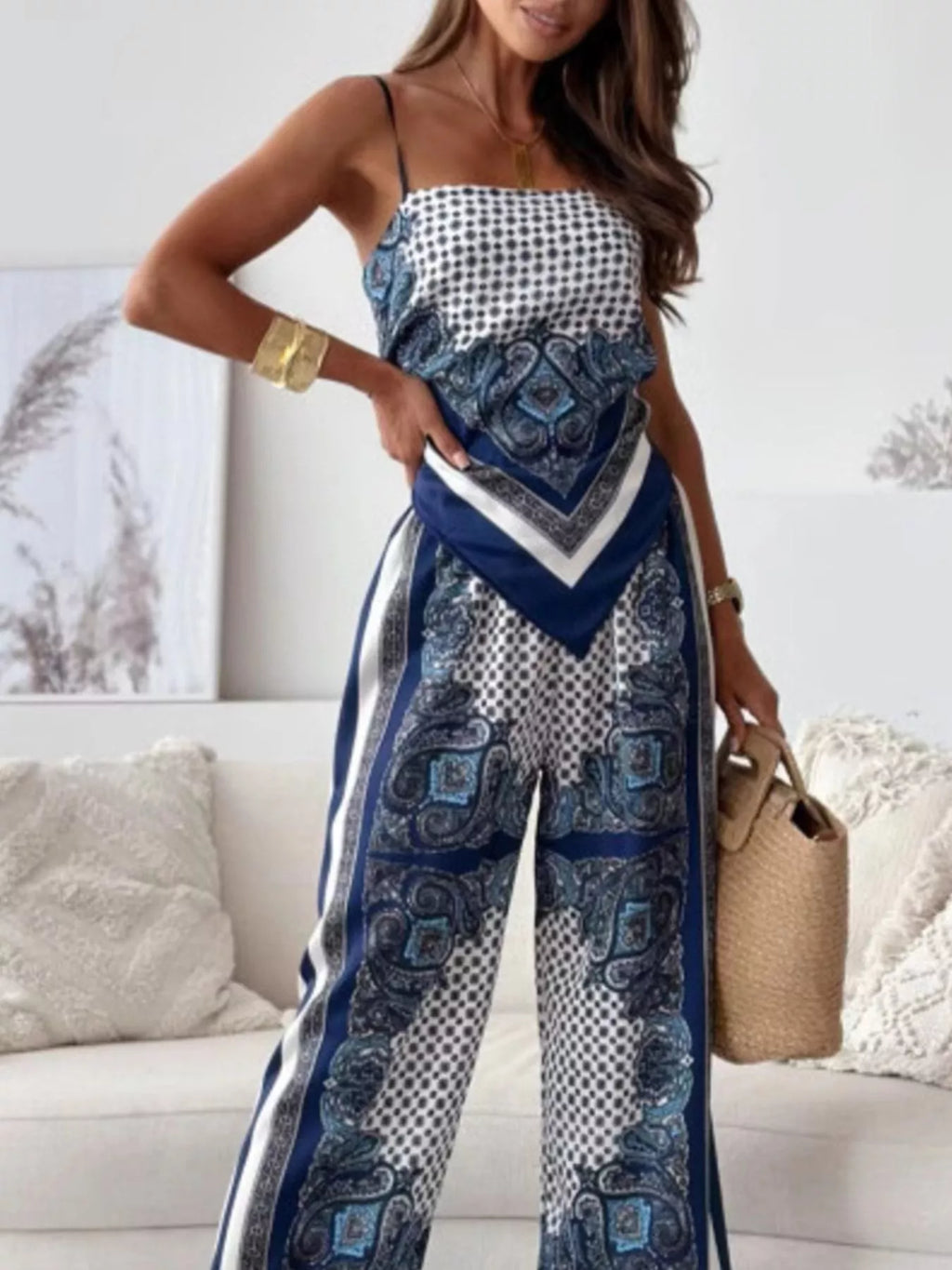Printed Cami and Wide Leg Pants Set — product image 3