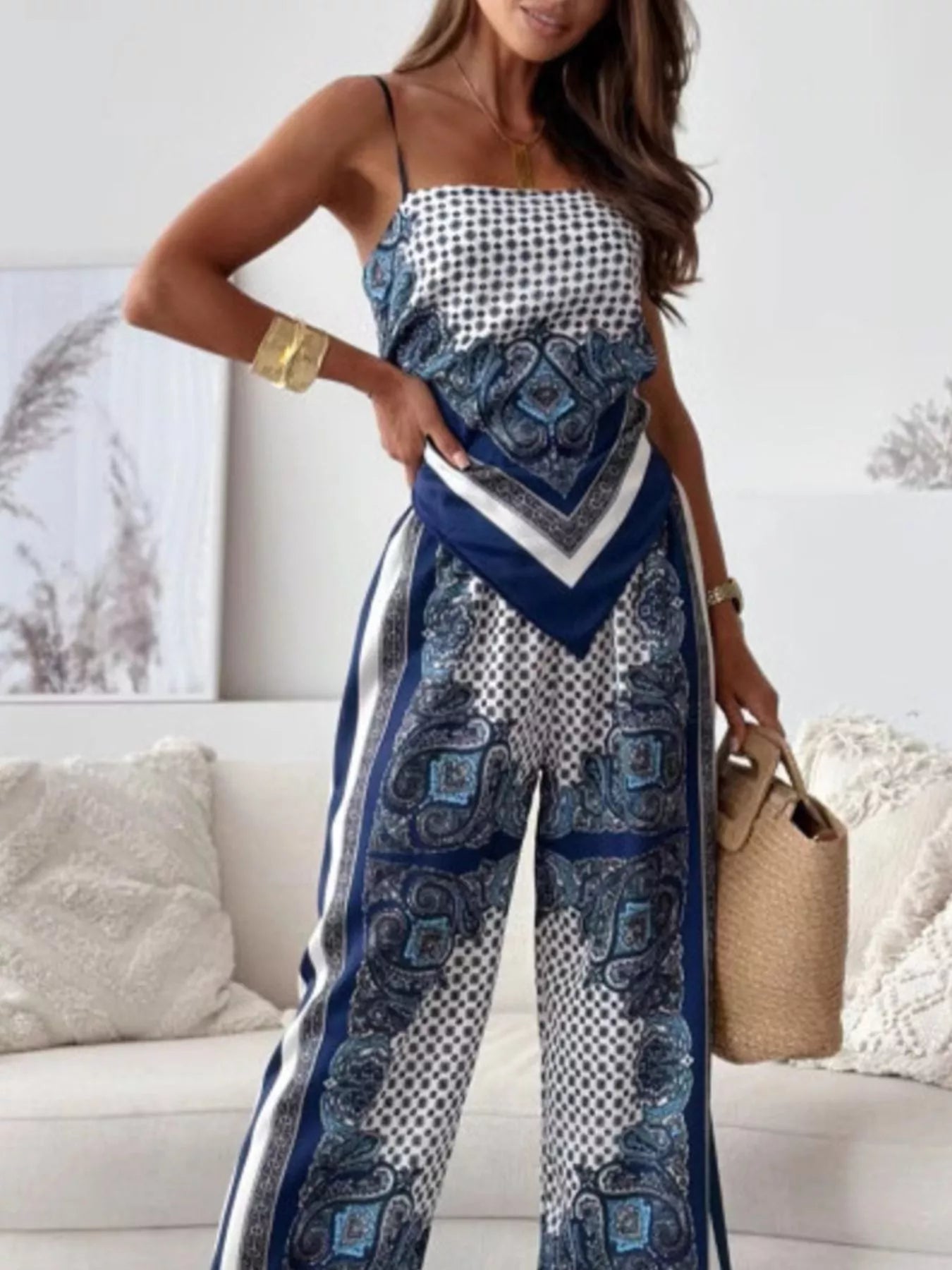 Printed Cami and Wide Leg Pants Set — product image 3