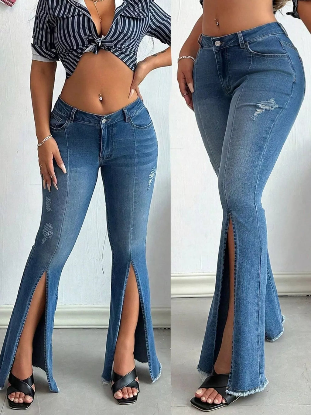 Distressed Slit Flare Jeans — product image 2