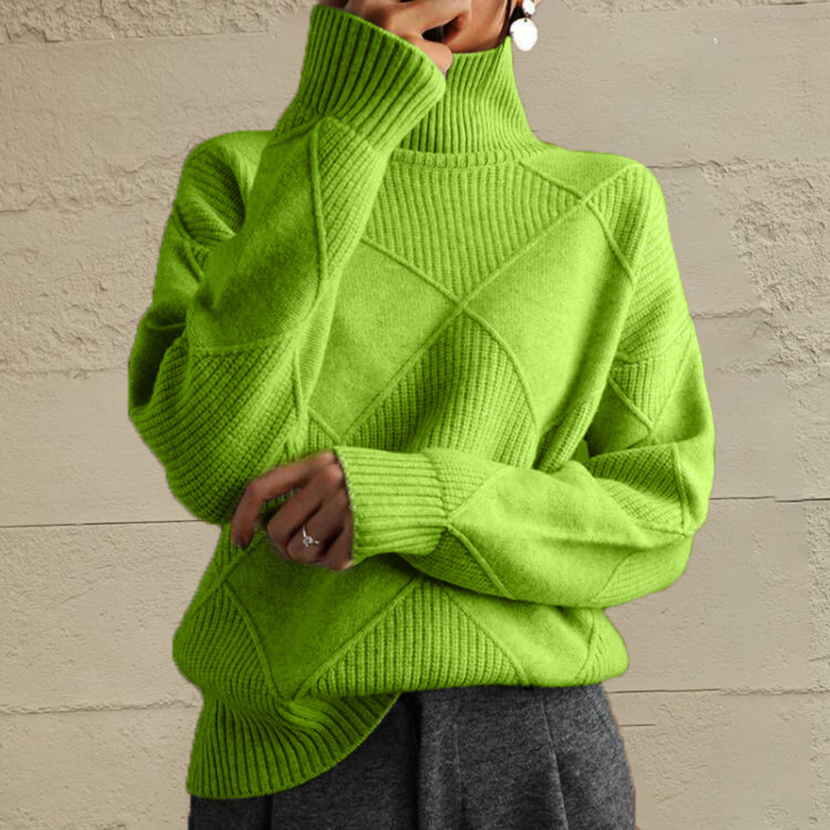 Geometric Turtleneck Long Sleeve Sweater — product image 10