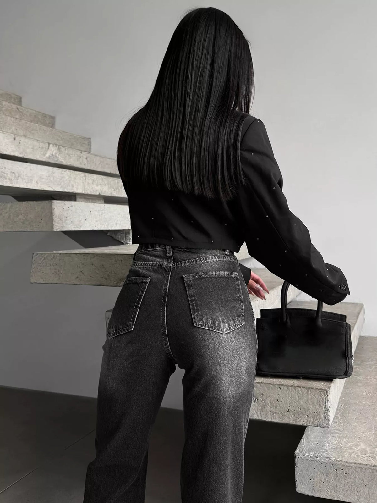High-Waisted Slit Hem Jeans — product image 4