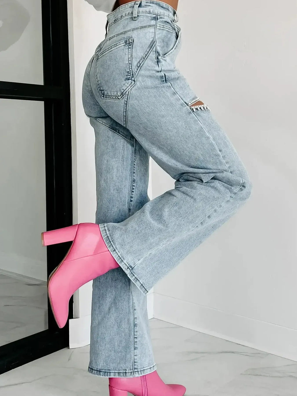 High Waist Cut-Out Wide Leg Jeans — product image 6