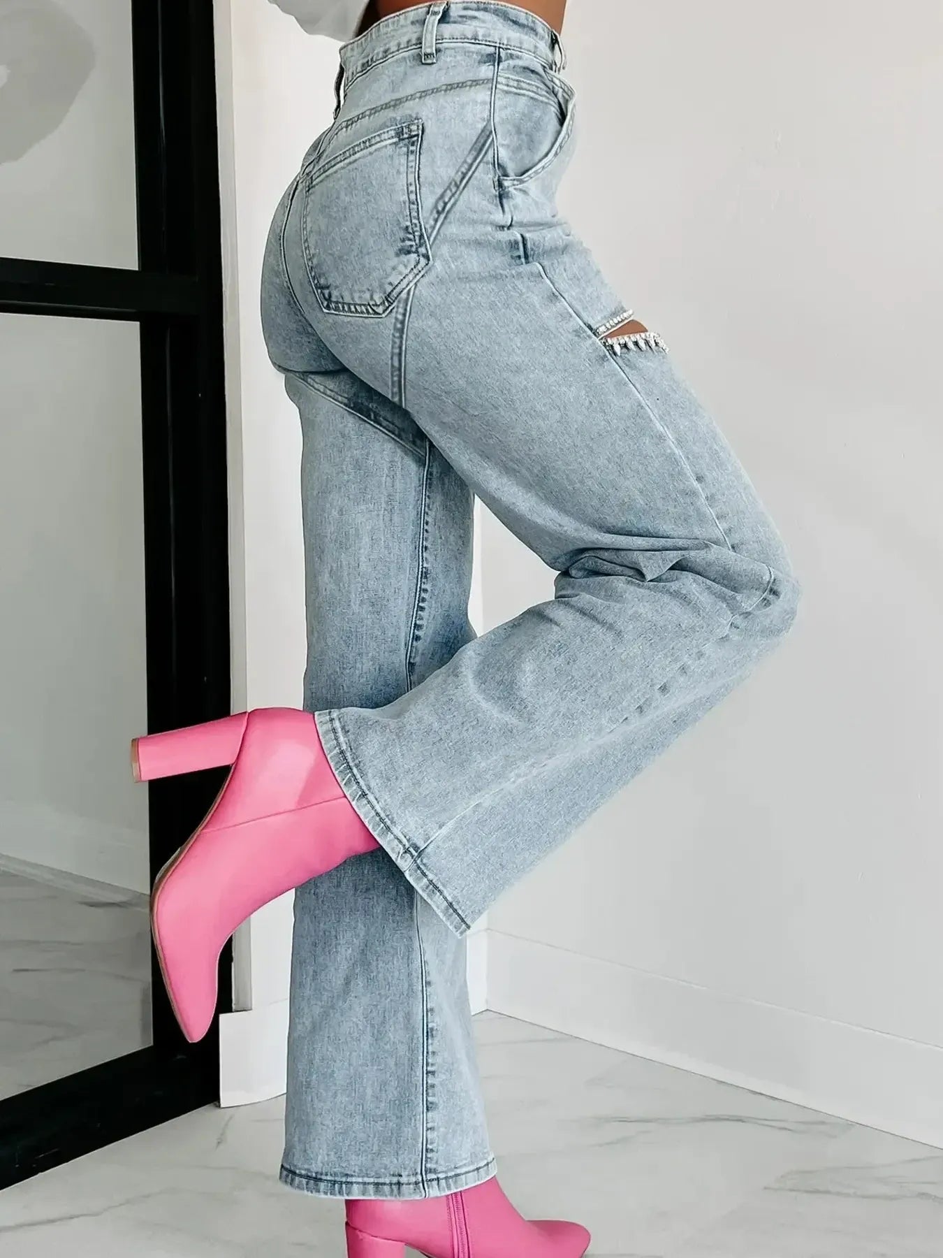 High Waist Cut-Out Wide Leg Jeans — product image 6