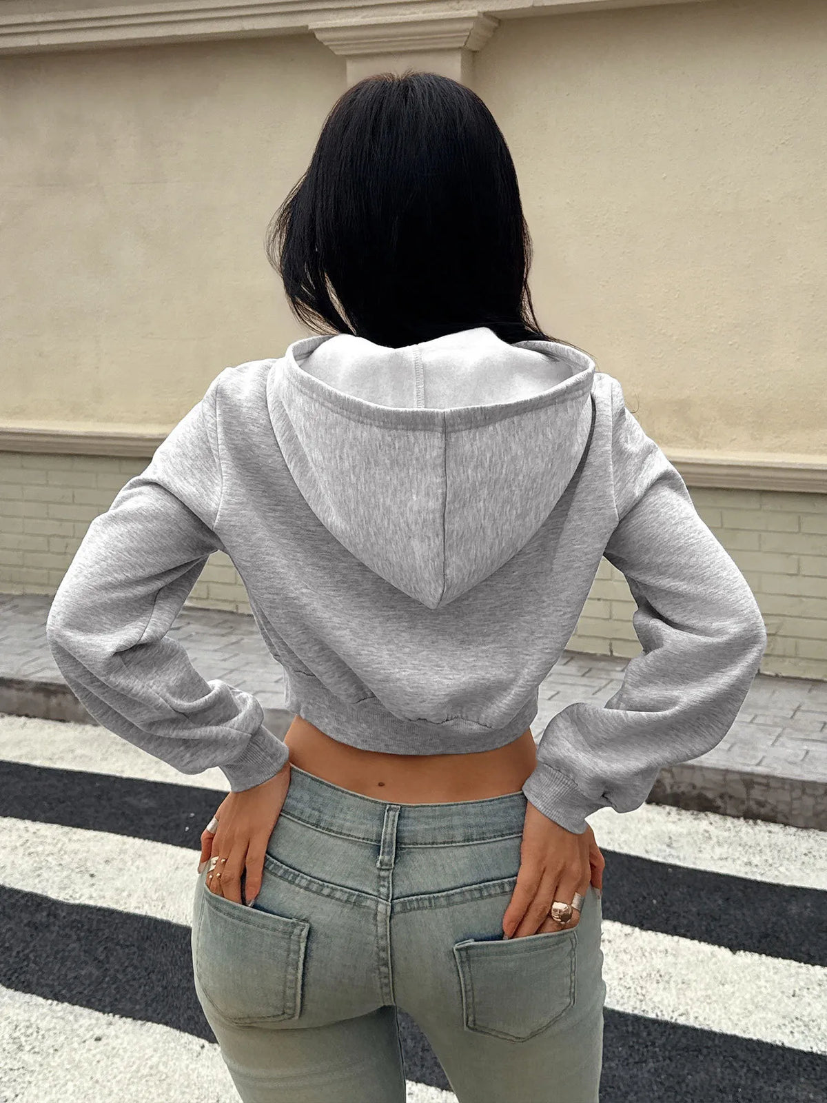 Cropped Zip-Up Long Sleeve Hoodie — product image 6
