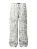 Men's multi-pocket cargo denim jeans
