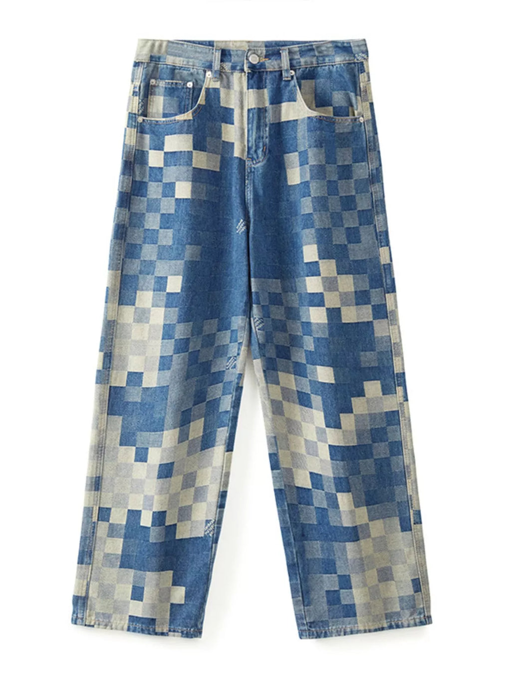 Men's Checkered Wide Leg Jeans — product image 6