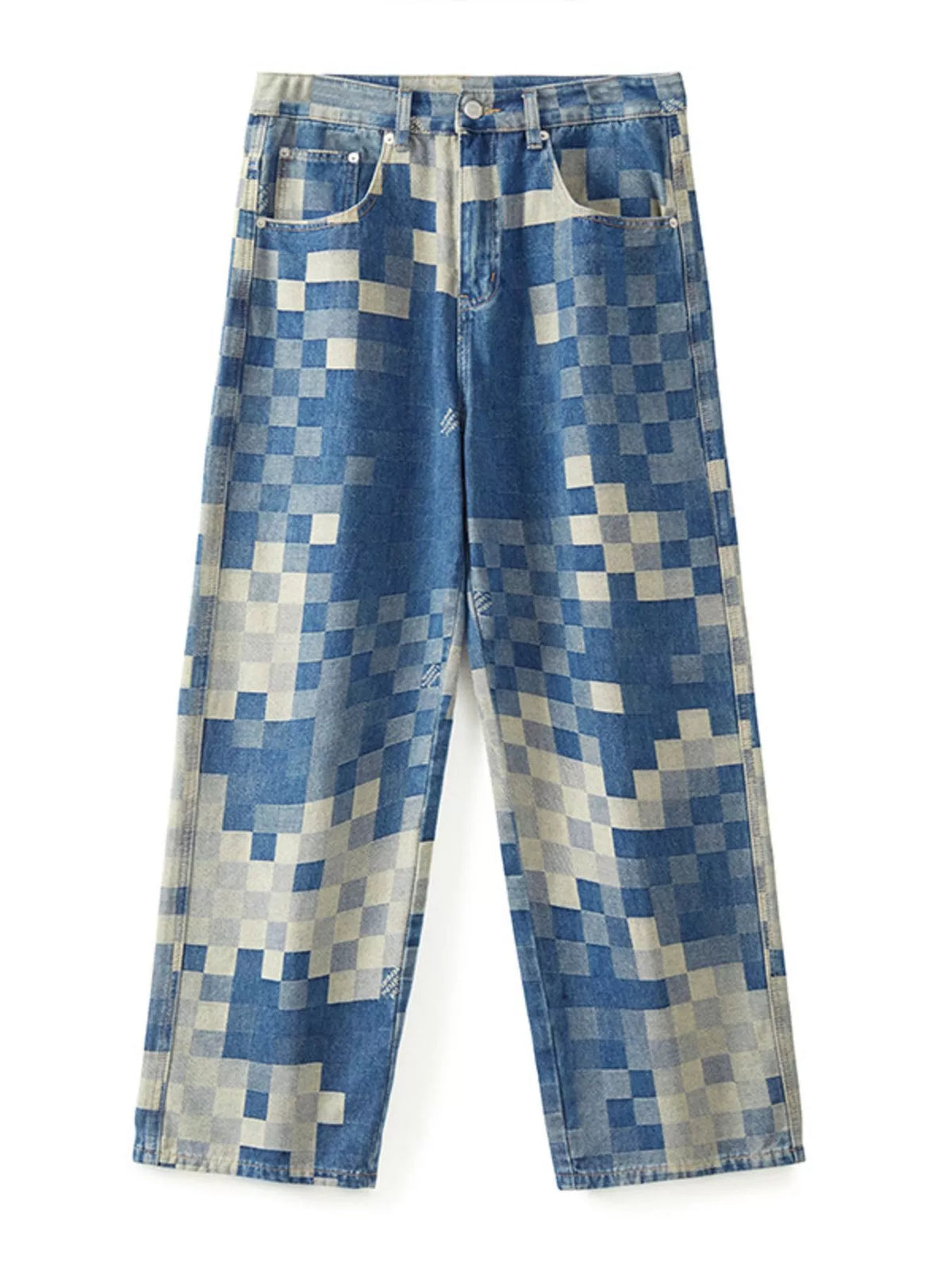Men's Checkered Wide Leg Jeans — product image 6