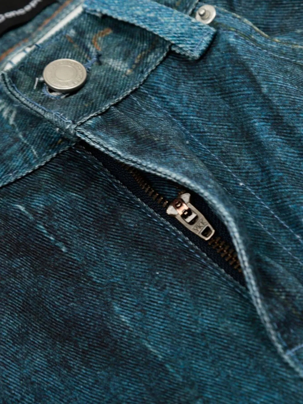 Men's Washed Patchwork Wide Leg Curved Jeans — product image 9