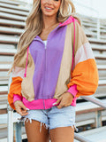 Colour block zip-up hoodie