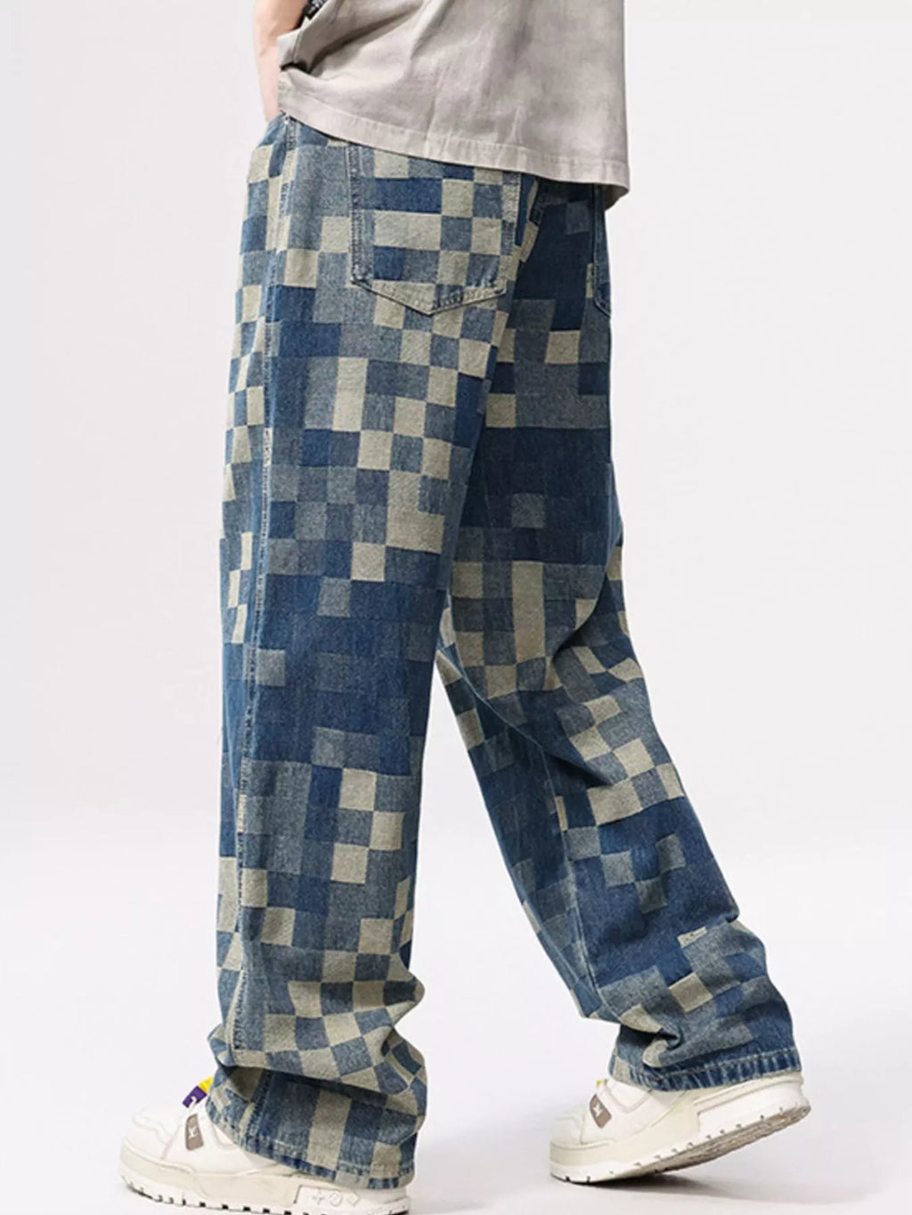Men's Checkered Wide Leg Jeans — product image 4