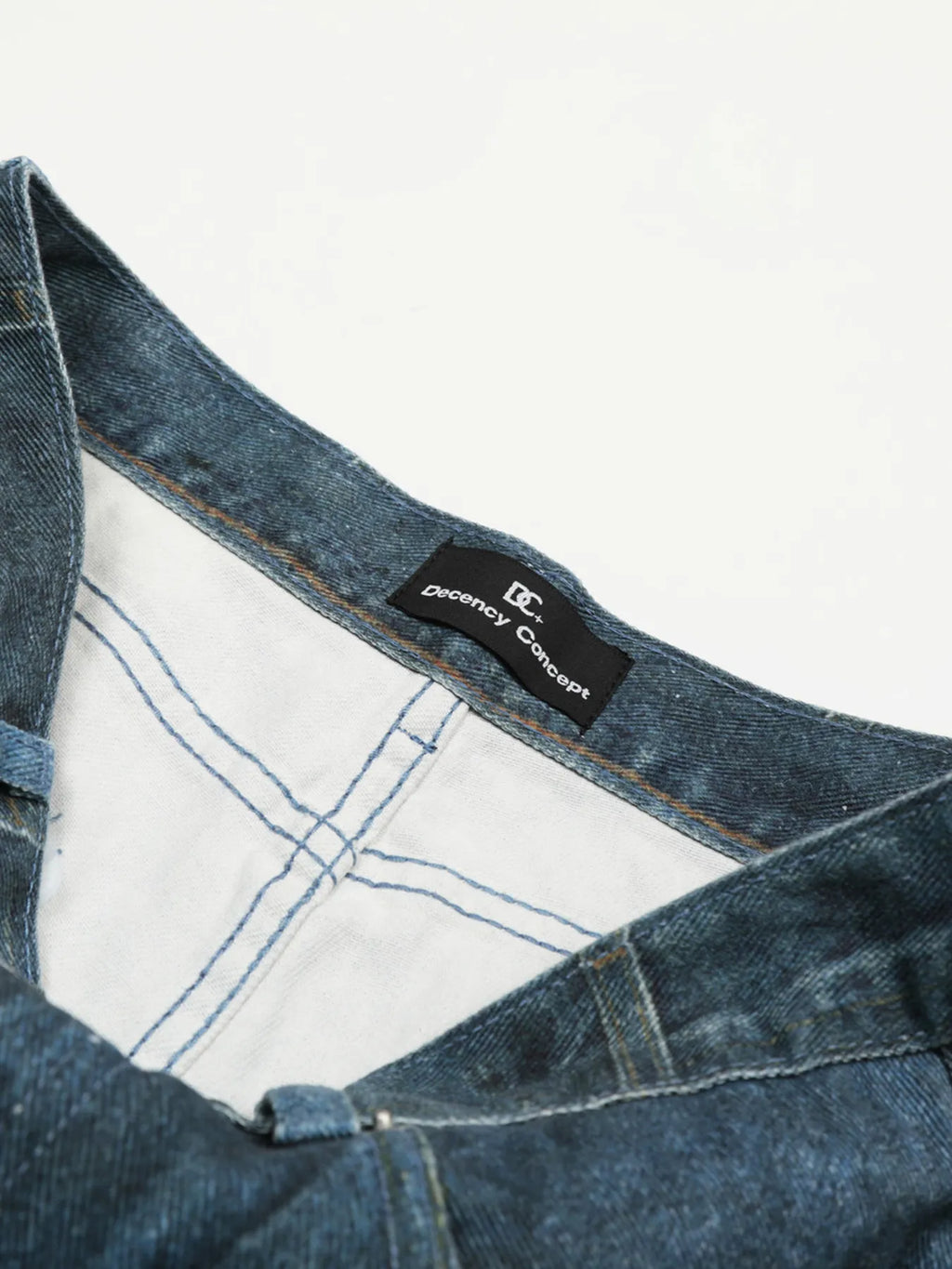 Men's Washed Patchwork Wide Leg Curved Jeans — product image 6