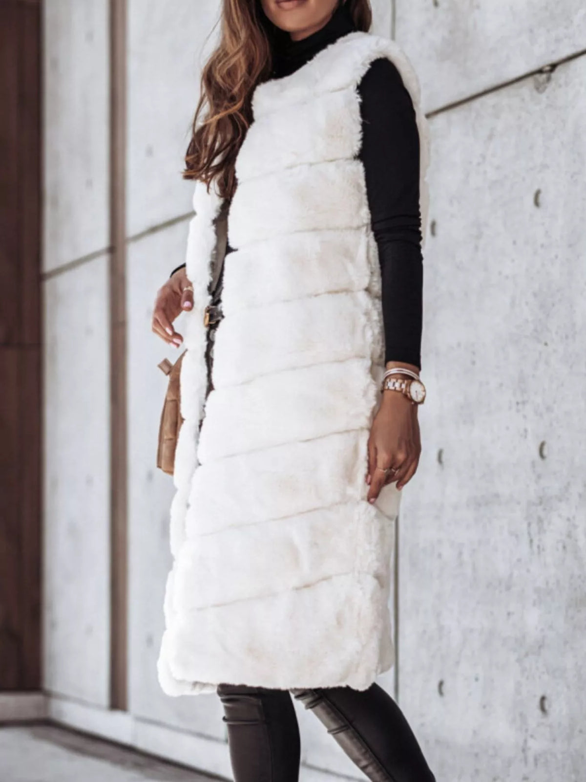 Faux Fur Longline Vest Coat — product image 8
