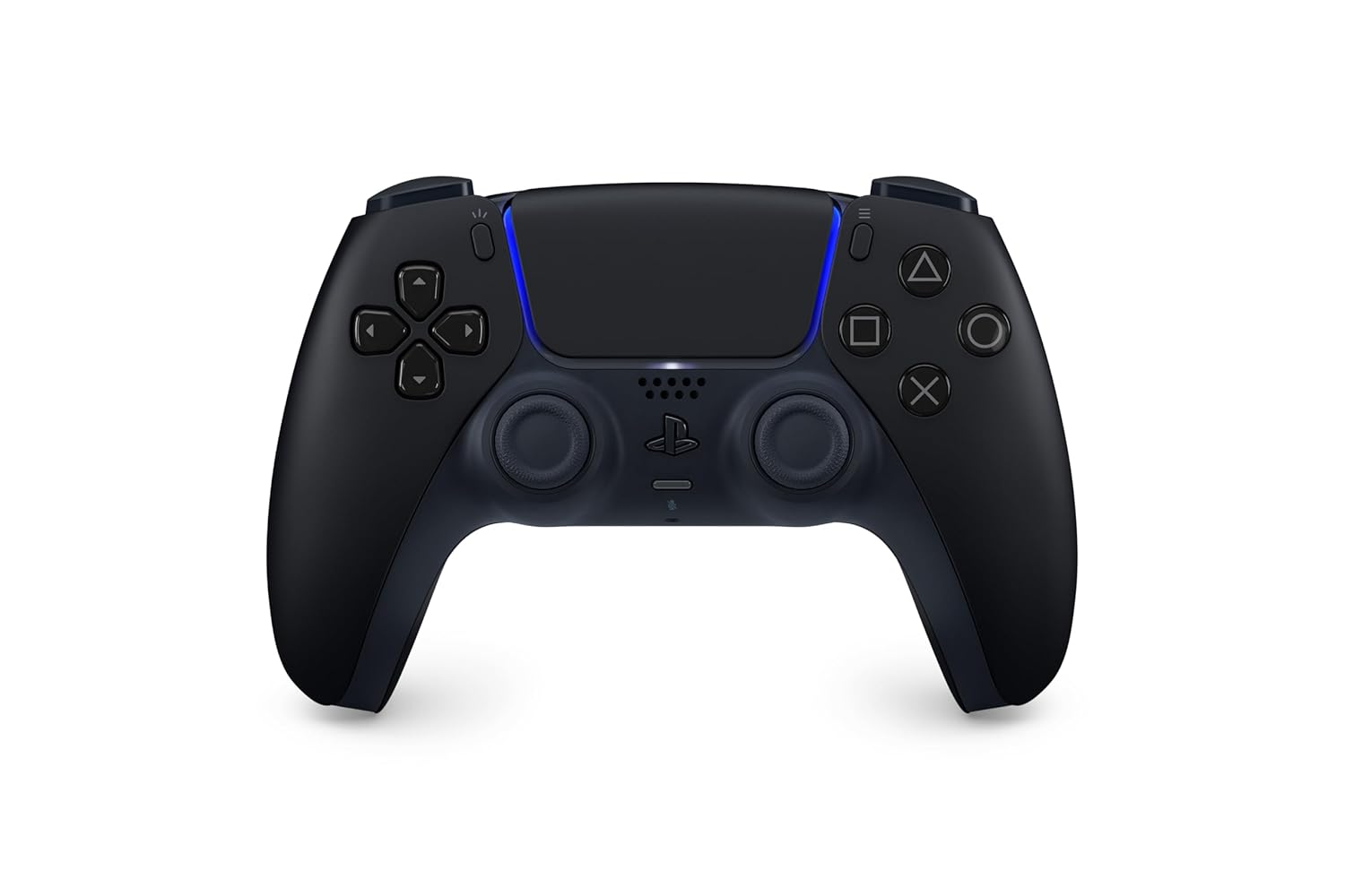 PlayStation DualSense wireless controller in Midnight Black, front view