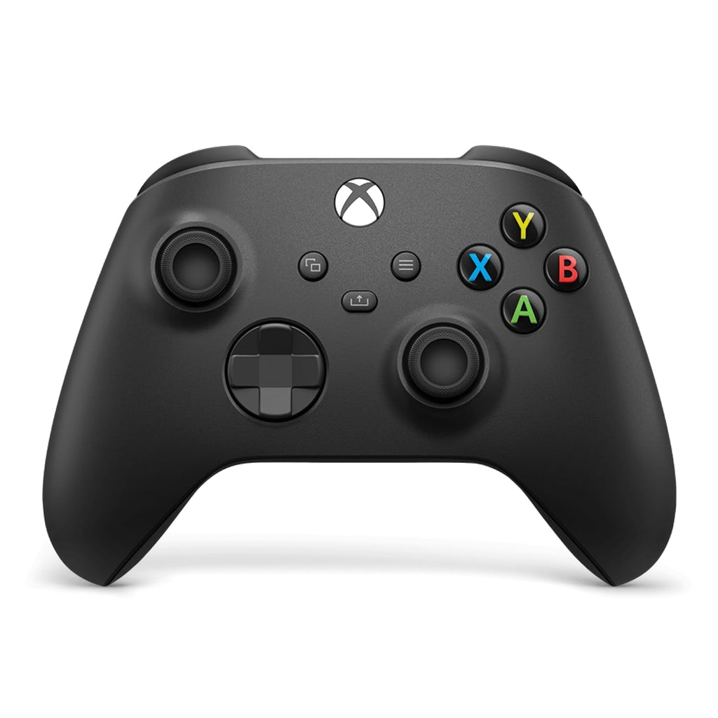 Xbox wireless controller in Carbon Black with textured grip, front view
