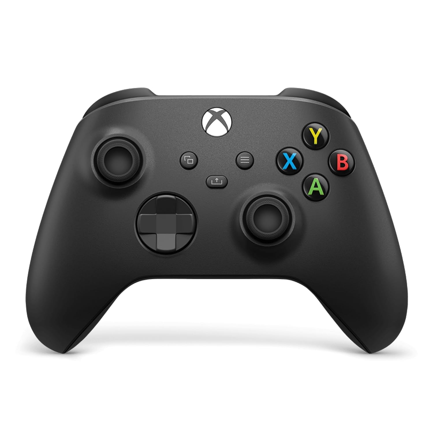 Xbox wireless controller in Carbon Black with textured grip, front view