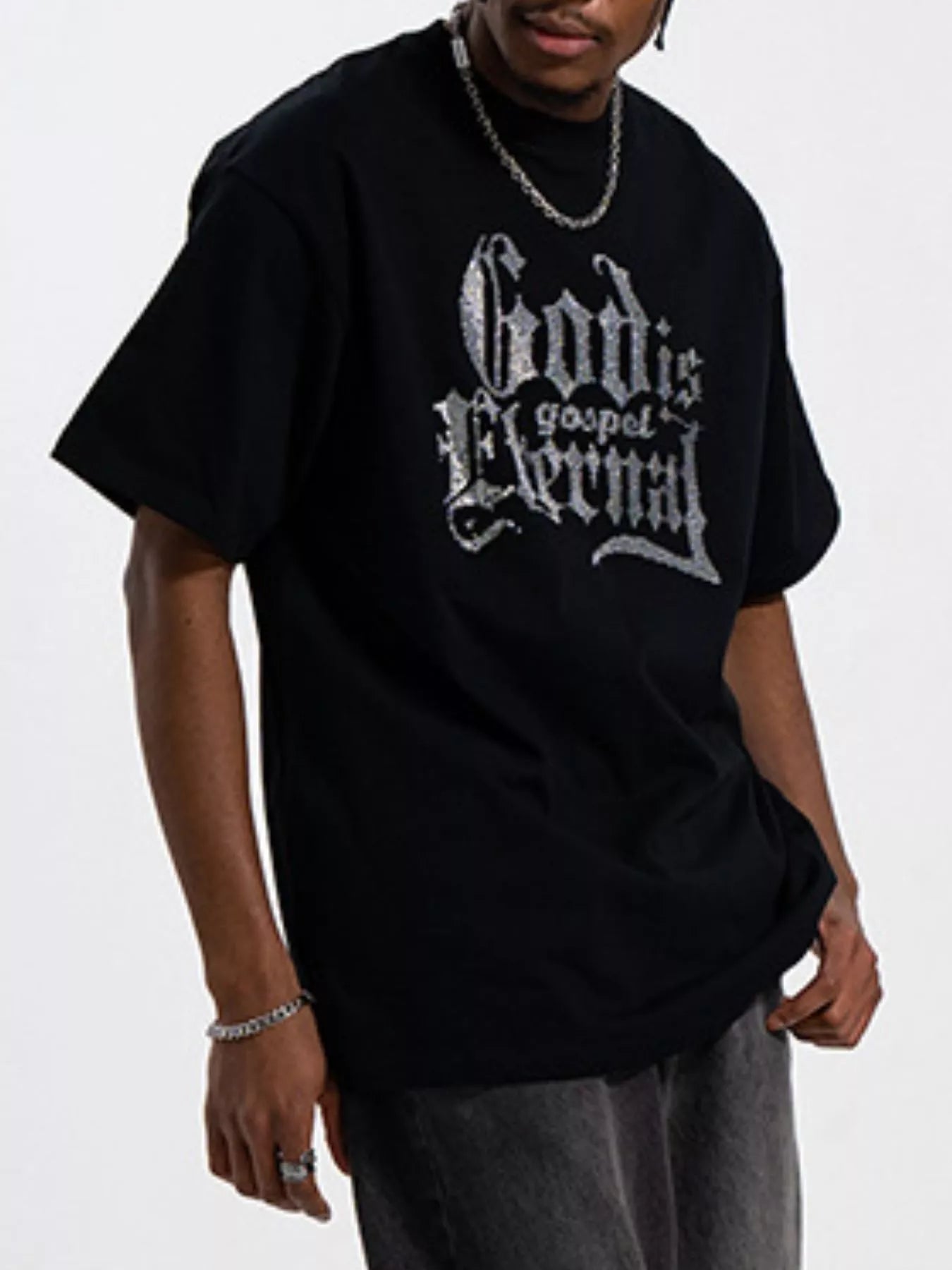 Men's Letter Round Neck Short Sleeve T-Shirt — product image 3