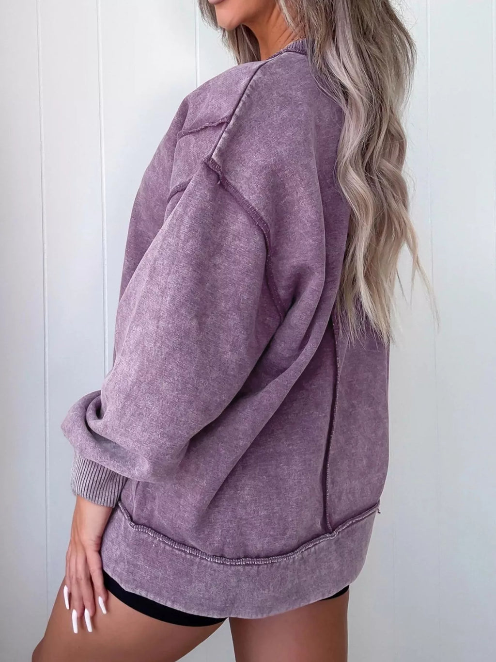 Wash Slit Round Neck Oversized Sweatshirt — product image 3