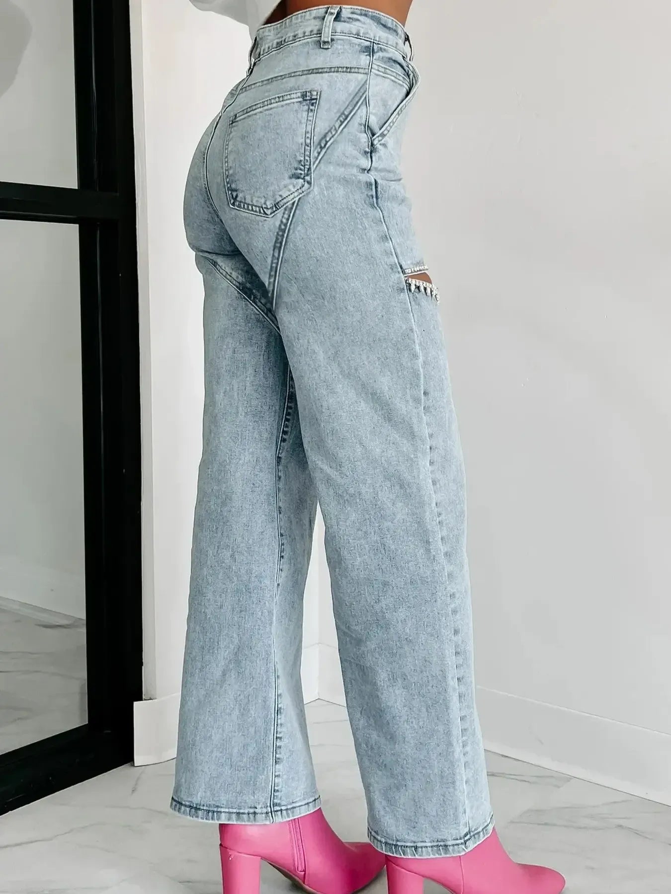 High Waist Cut-Out Wide Leg Jeans — product image 5