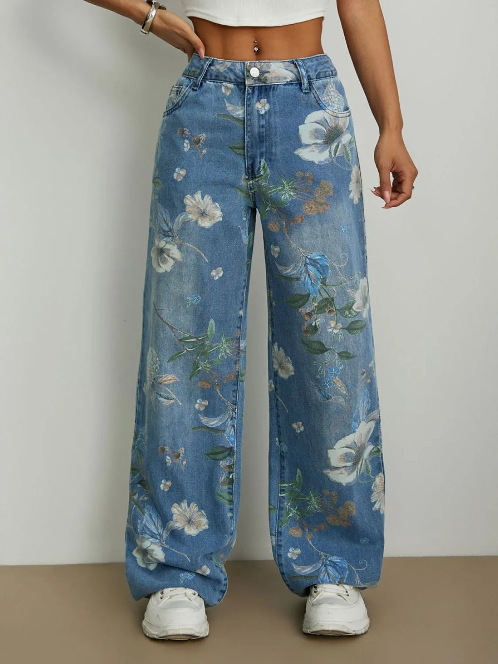Printed Wide Leg Jeans — product image 2