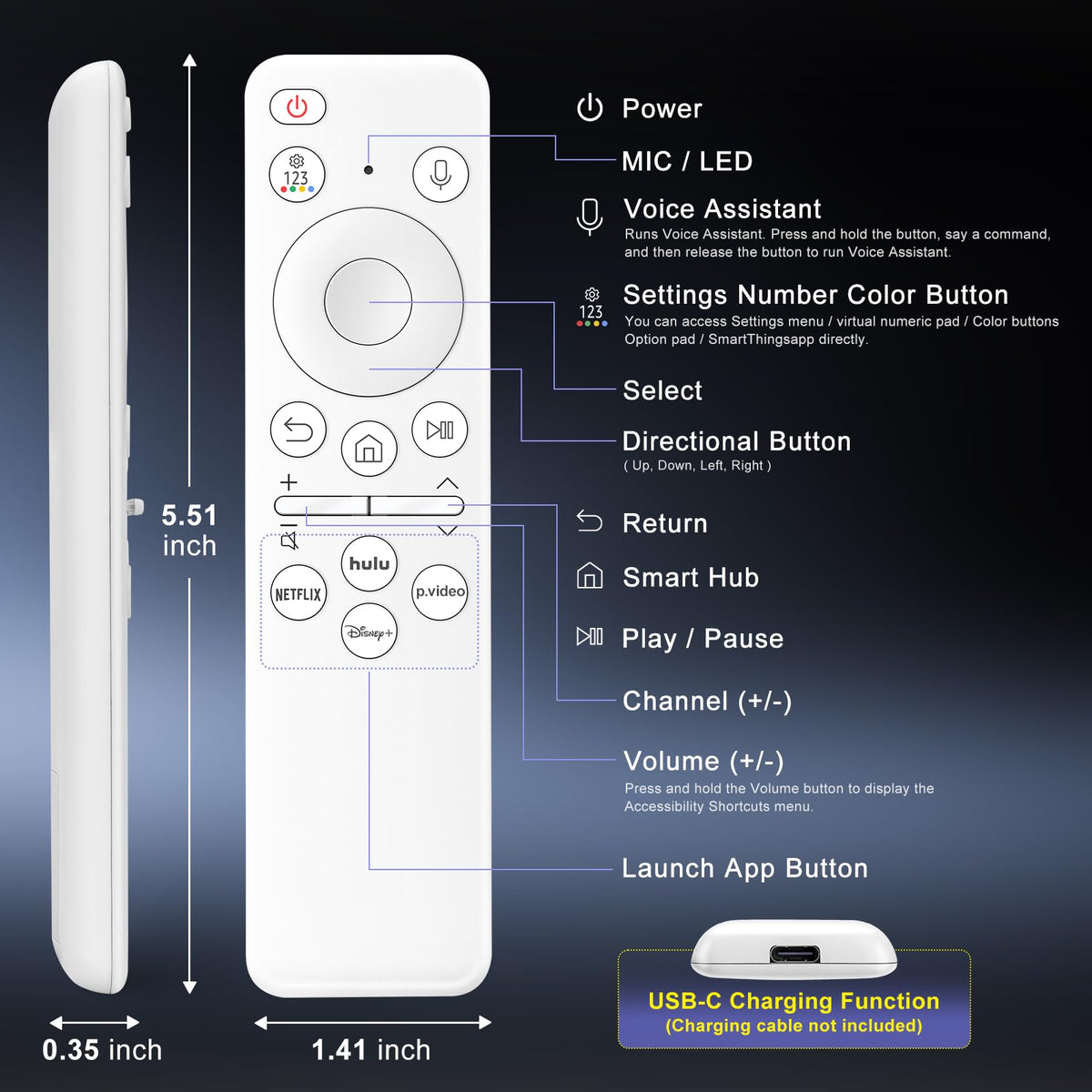 Replacement TV Remote Control — Roku, TCL, Onn, Samsung & LG — product image 25