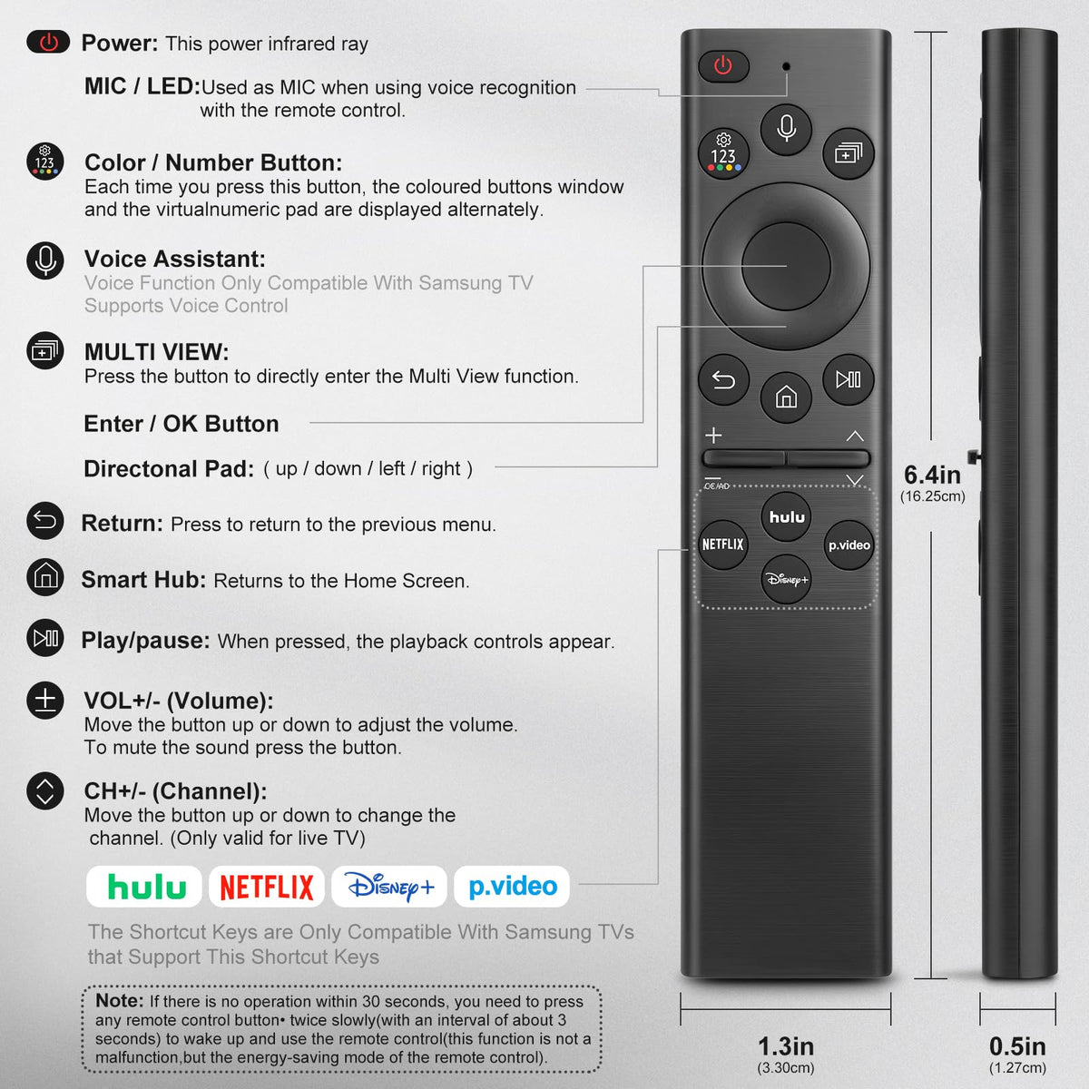 Replacement TV Remote Control — Roku, TCL, Onn, Samsung & LG — product image 59