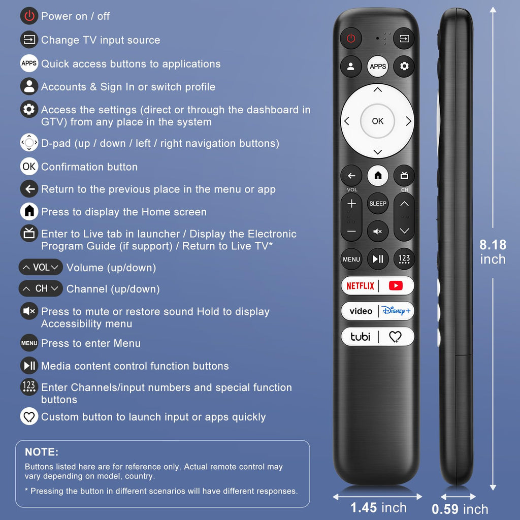 Replacement TV Remote Control — Roku, TCL, Onn, Samsung & LG — product image 72