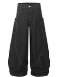 Men's black wide leg jeans.
