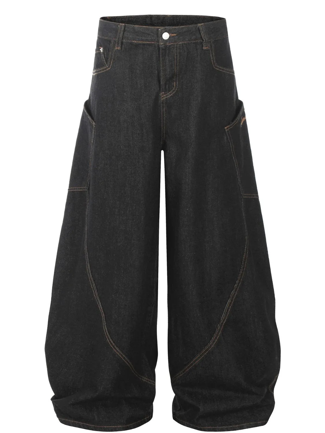 Men's black wide leg jeans.