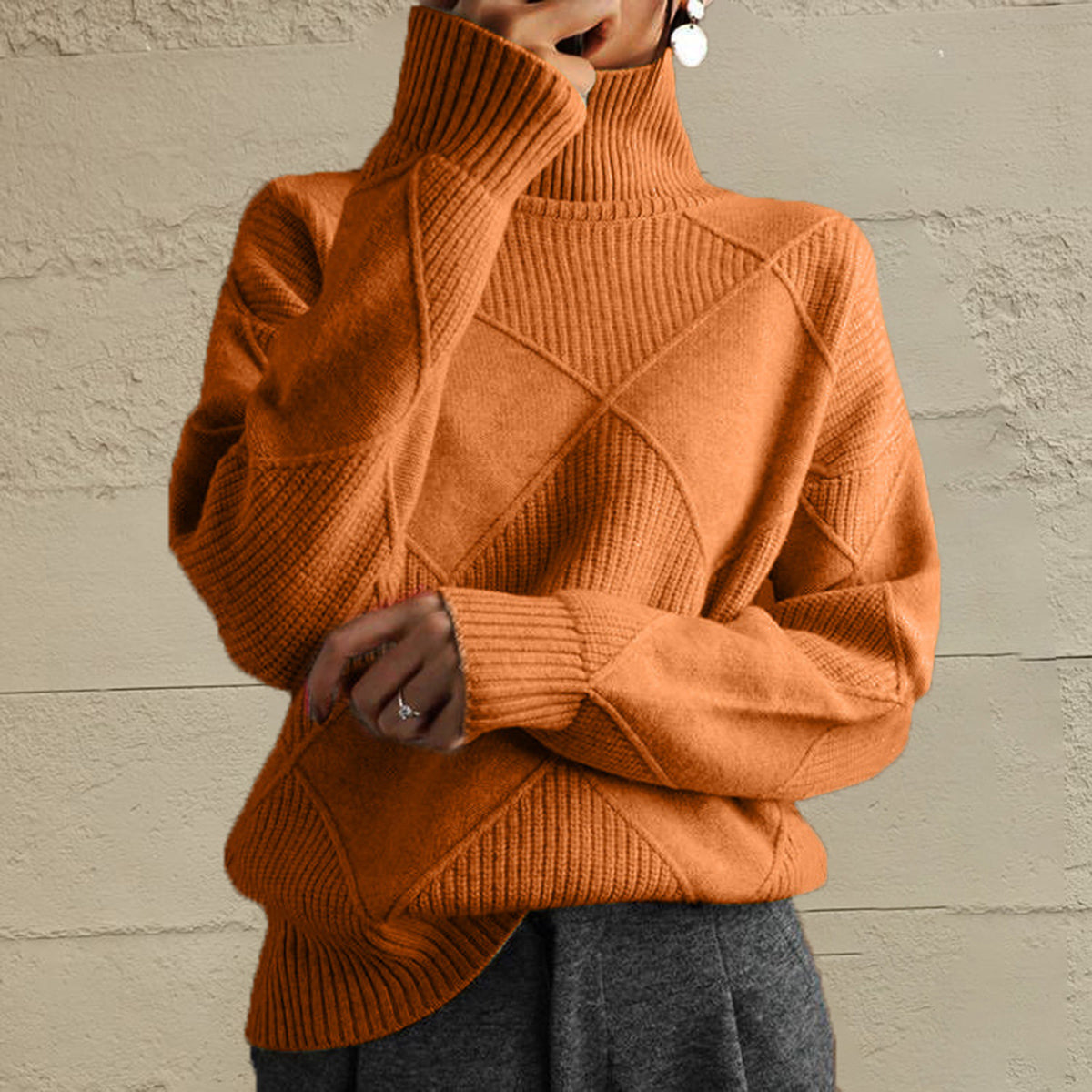 Geometric Turtleneck Long Sleeve Sweater — product image 13
