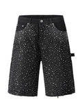 Men's rhinestone shorts with pockets