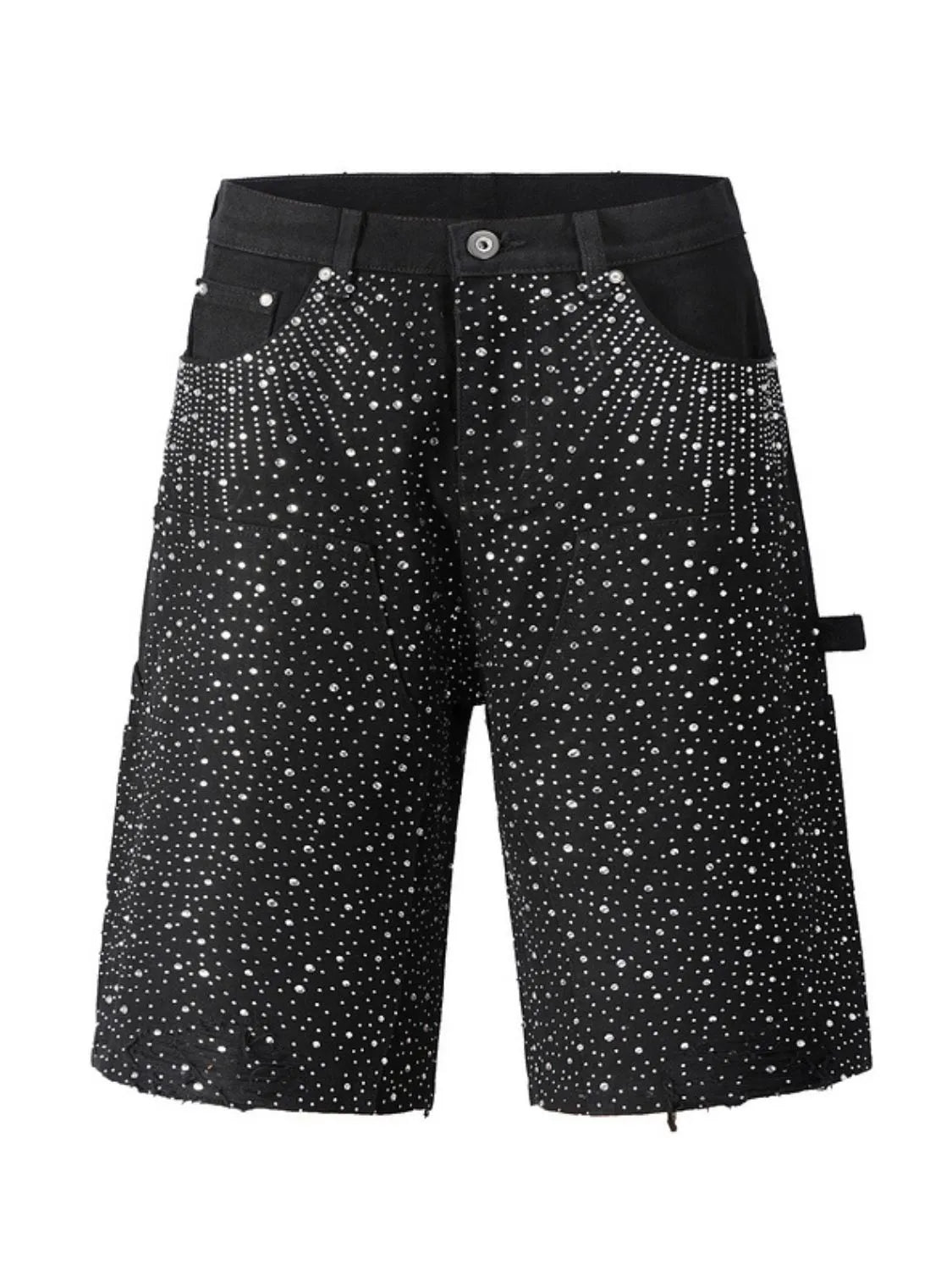 Men's rhinestone shorts with pockets