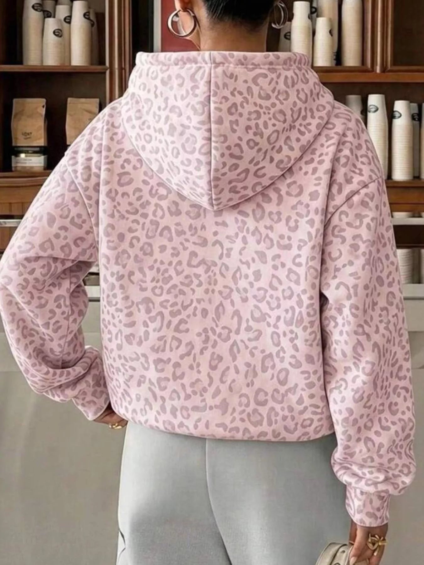 Leopard Dropped Shoulder Hoodie — product image 2