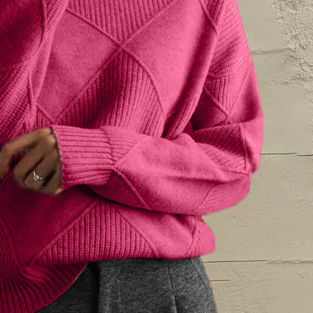 Geometric Turtleneck Long Sleeve Sweater — product image 2