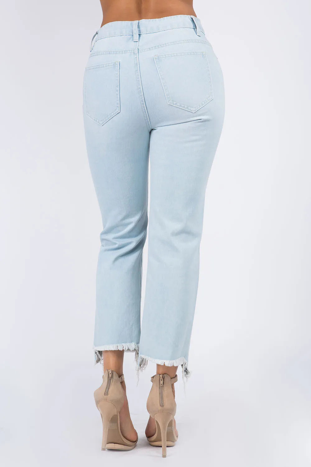 American Bazi High Waist Distressed Raw Hem Jeans — product image 2