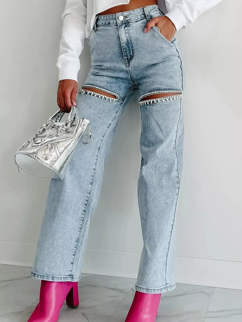 High Waist Cut-Out Wide Leg Jeans — product image 2