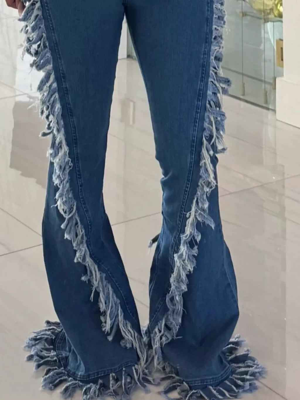 Frayed Trim High Waist Flare Jeans — product image 8
