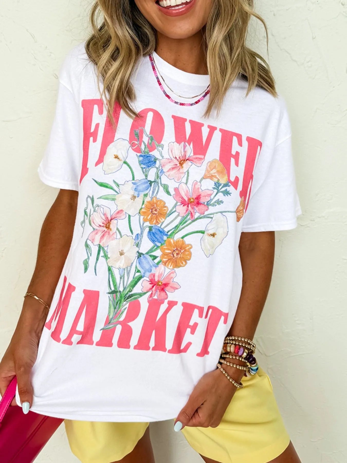 FLOWER MARKET Graphic Round Neck T-Shirt — product image 2
