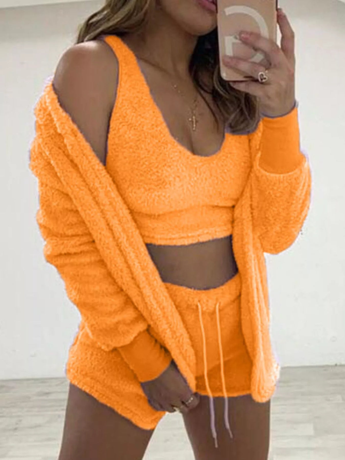 Fuzzy Tank, Cardigan & Shorts Three-Piece Set — Plus Size — product image 26
