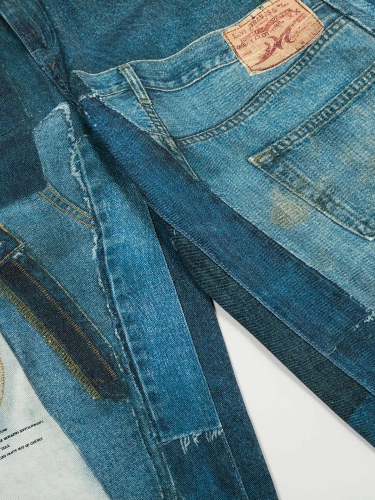 Men's Washed Patchwork Wide Leg Curved Jeans — product image 16