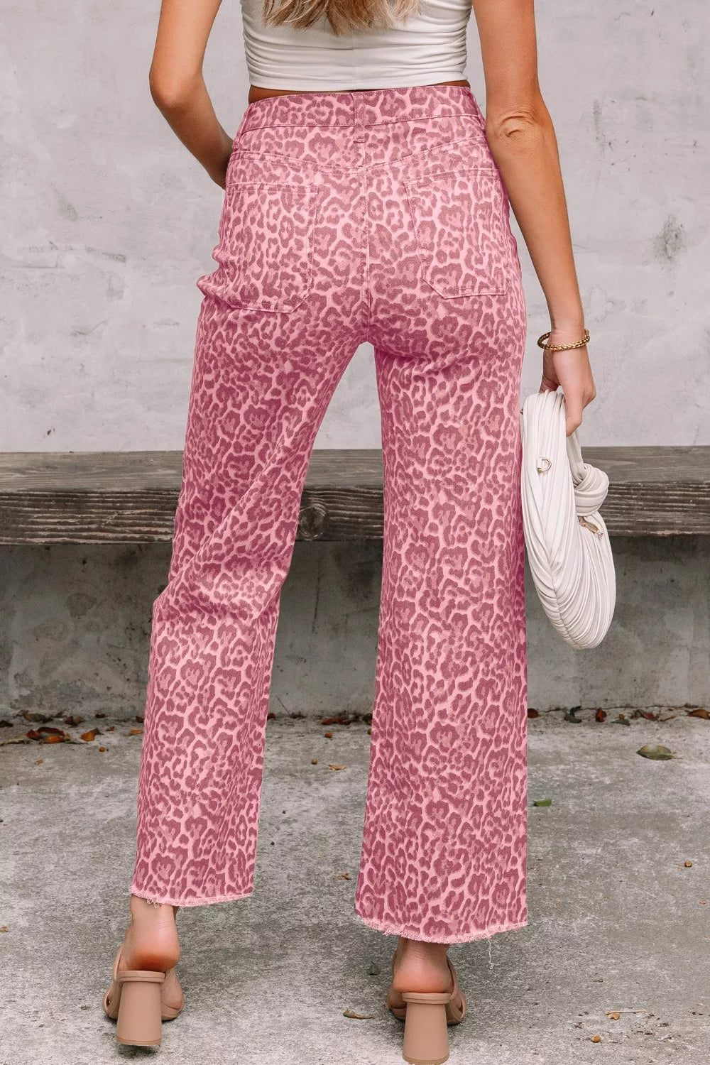 Leopard Frayed Edge Wide Leg High Waist Jeans — product image 2