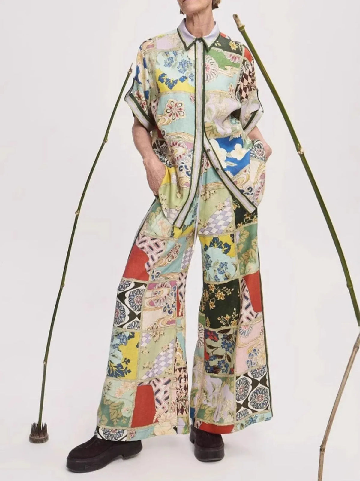 Printed Button Up Shirt and Pants Set — product image 4