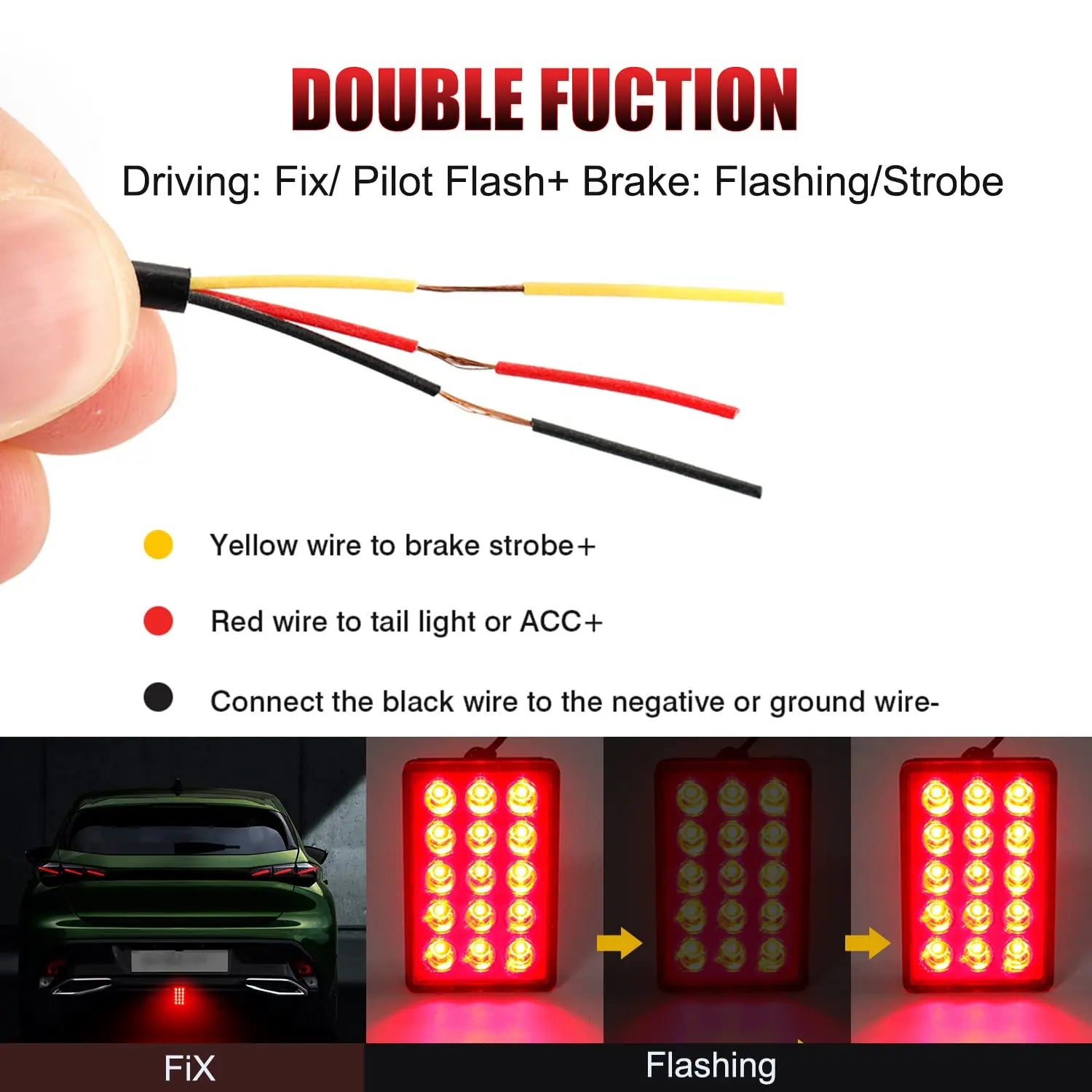 F1 Style LED Rear Fog & Brake Light — 15 LED, Flashing Warning — product image 5