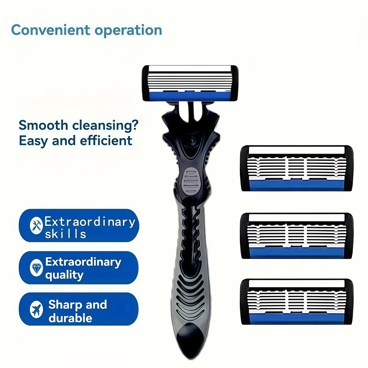 6-Layer Safety Razor — Handle with Blade Refills — product image 5