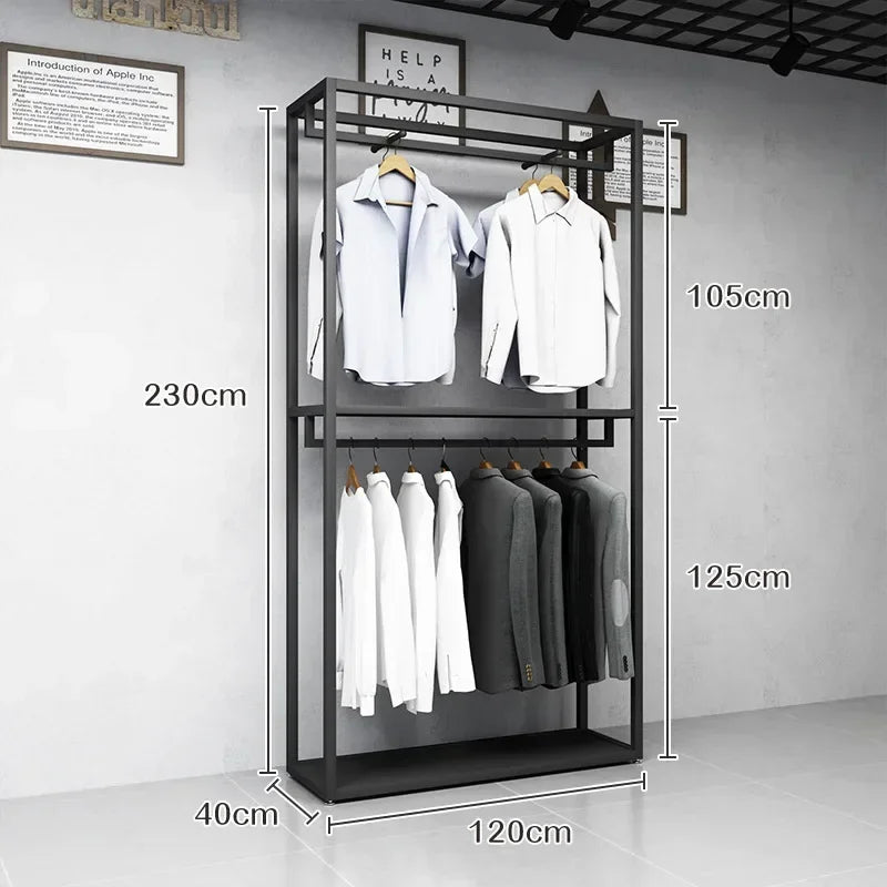 Double-Layer Clothing Display Rack — Metal, Black — product image 15