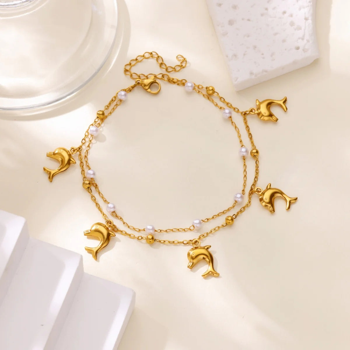 Gold-Tone Pearl and Chain Anklet — product image 24