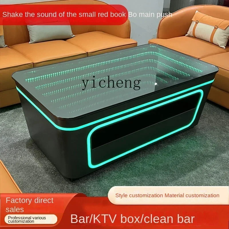 Luminous Abyss Coffee Table — Stainless Steel & Wood — product image 4