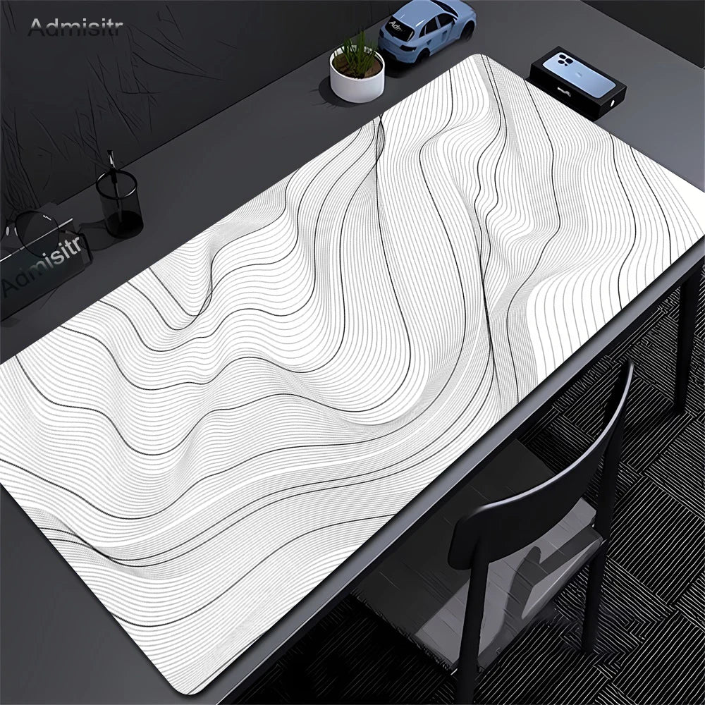 Black and White Strata Desk Mat — Large Non-Slip Mouse Pad — product image 5