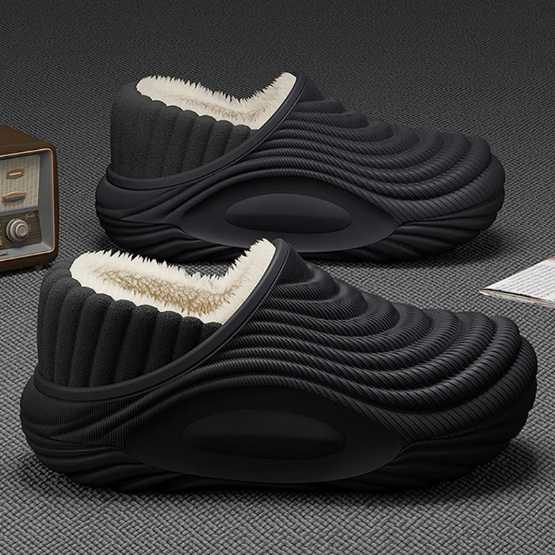 Warm plush waterproof indoor slippers
